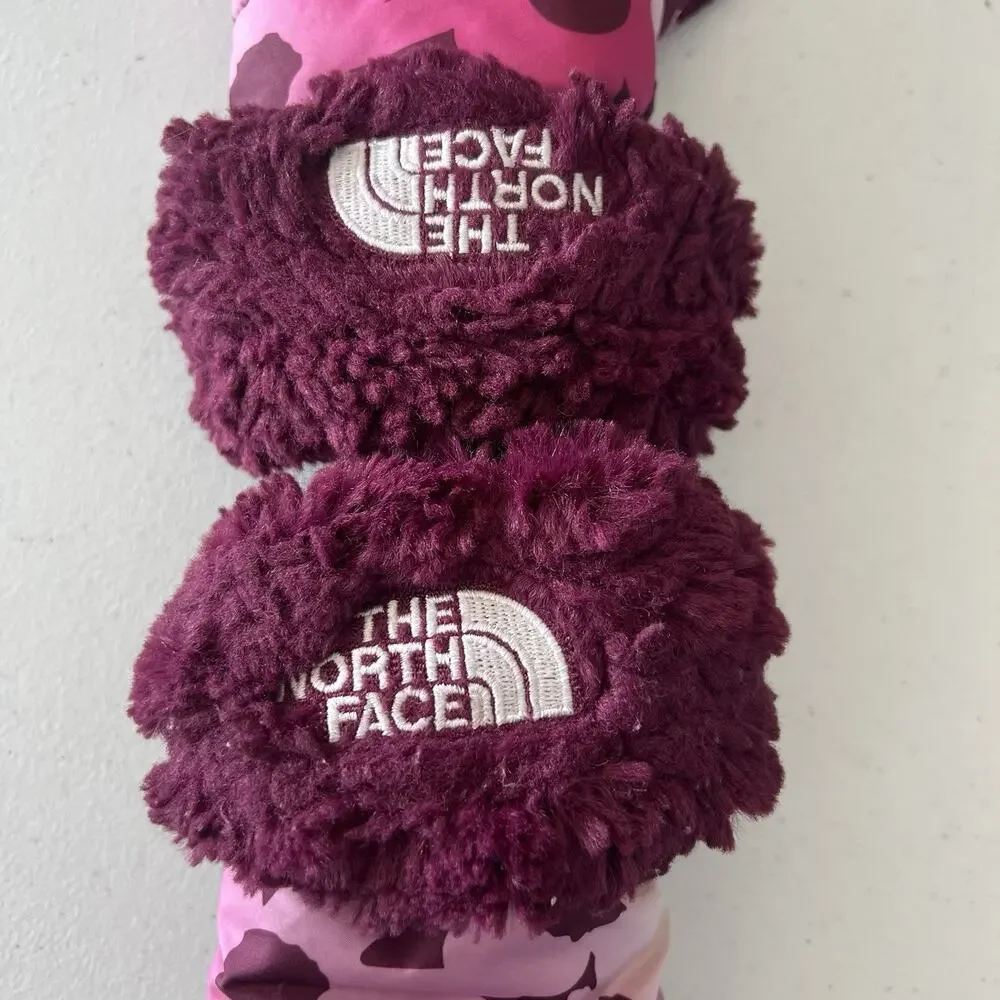 The North Face Girls Mossbud Swirl Mittens Floral Size XL Faux Fur Pink Lined